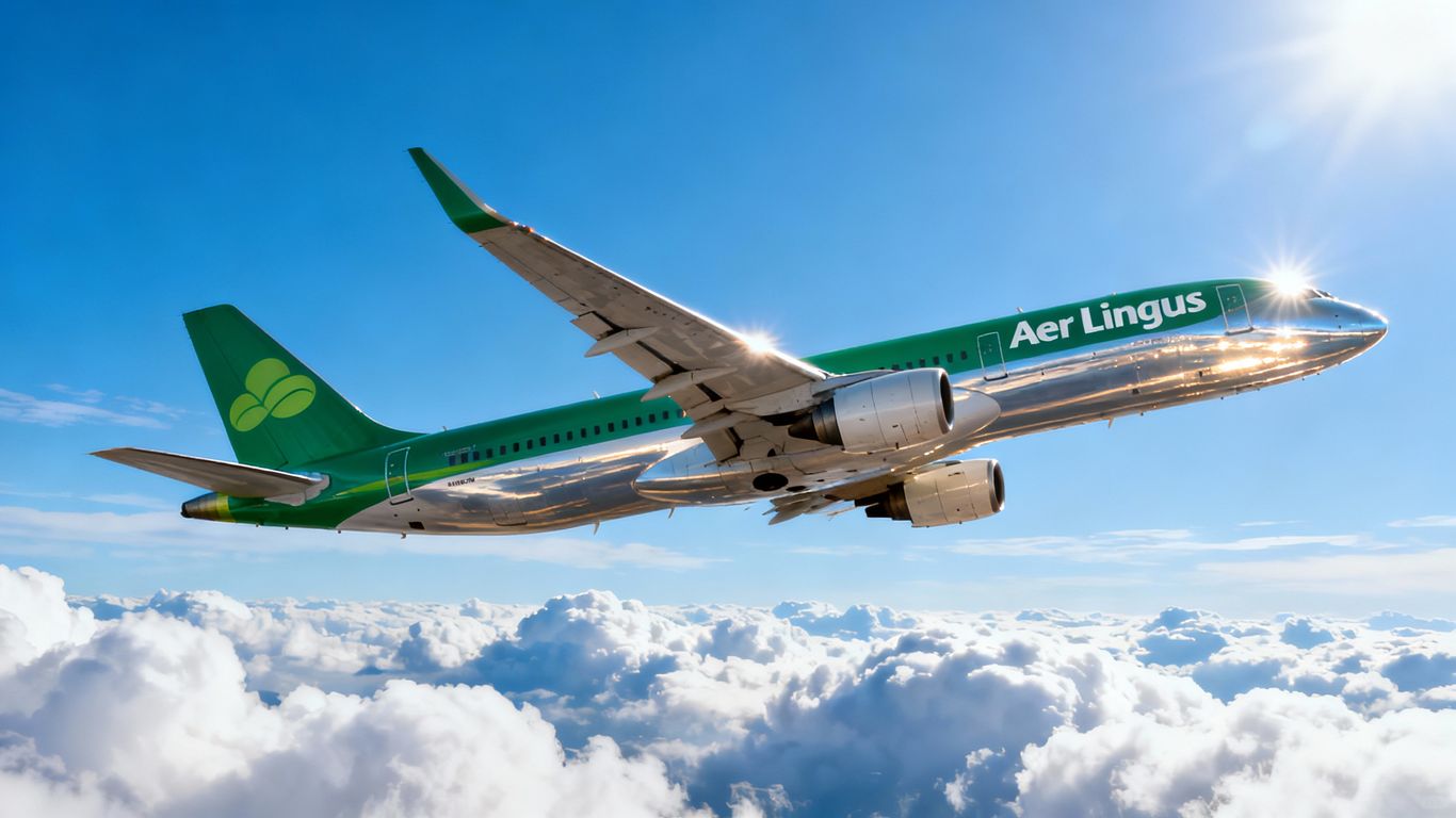 Aer Lingus plane flying through clouds
