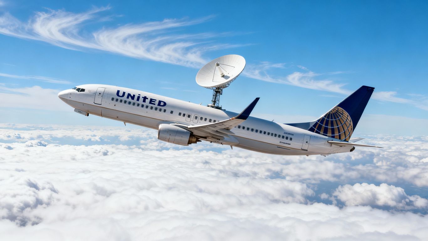 United Airlines plane with Starlink Wi-Fi.