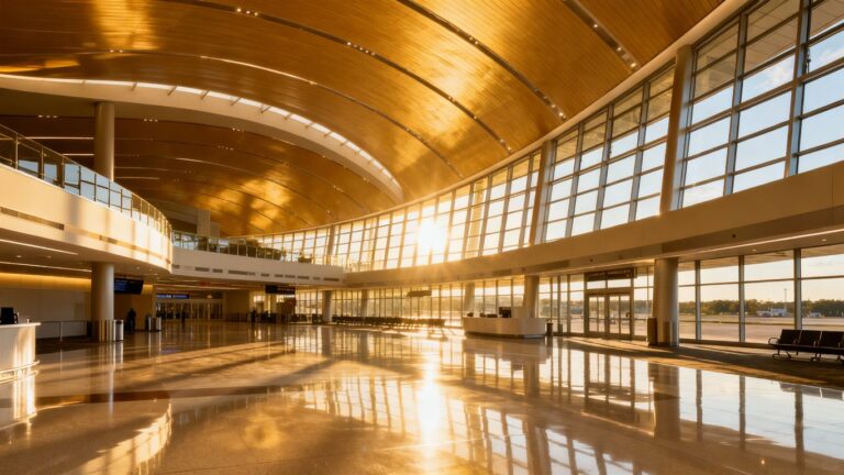 Pittsburgh International Airport's new modern terminal interior.