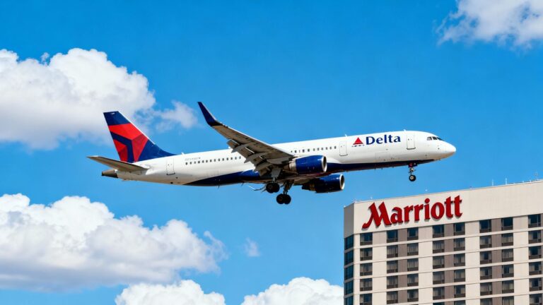Delta plane near Marriott hotel