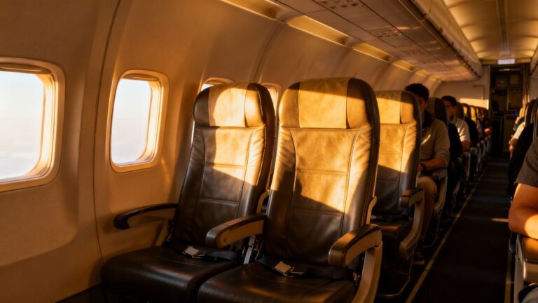 Empty middle seats on a Delta airplane.